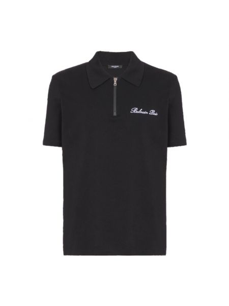 Poloshirt mit reißverschluss mit kurzen ärmeln Balmain schwarz