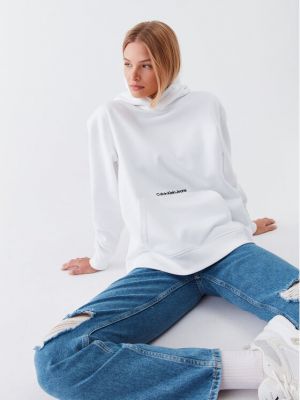 Bluză oversize Calvin Klein Jeans alb
