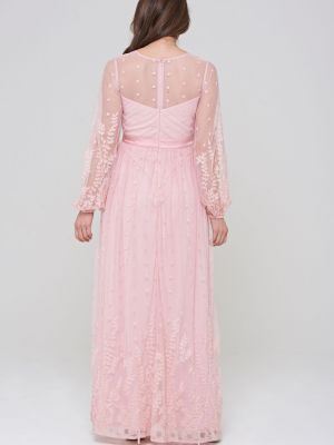 Кружевное длинное платье Amelia Rose розовое