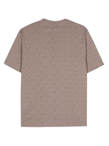 Žakardinis medvilninis marškinėliai Emporio Armani pilka