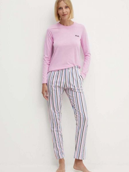 Pamučna pidžama Fila ružičasta