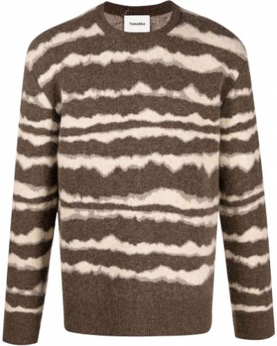 Пуловер на райета с абстрактен десен Nanushka кафяво
