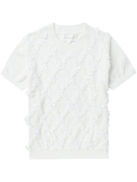 Пуловер с пайети Shushu/tong бяло