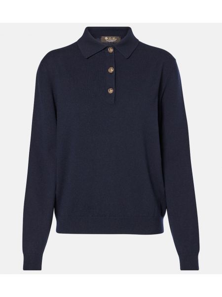 Klassisk cashmere poloskjorte Loro Piana blå