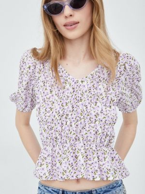 Блуза в квіточку з принтом Brave Soul фіолетова