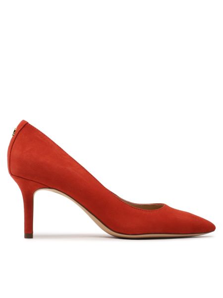Nizki čevlji s peto z visoko peto Lauren Ralph Lauren rdeča