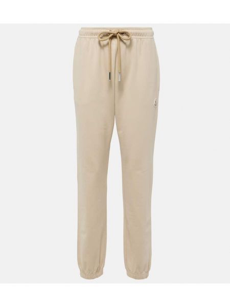 Pantalones de chándal de algodón de tela jersey Moncler beige