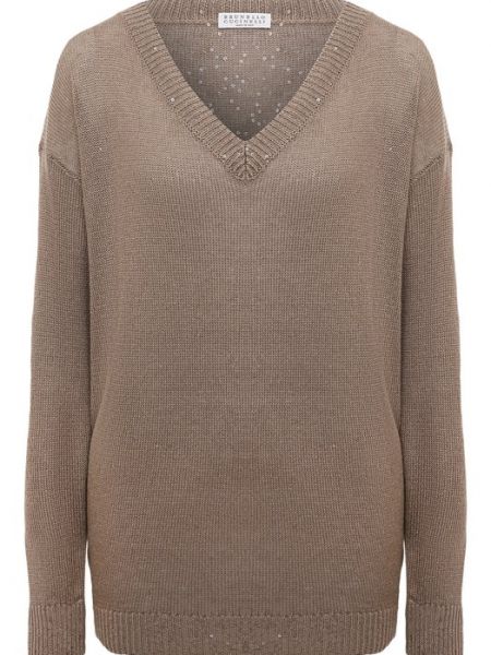 Шелковый льняной пуловер Brunello Cucinelli