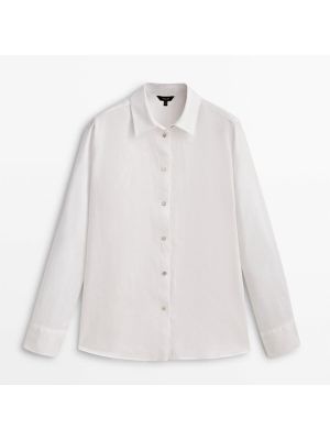 Льняная рубашка Massimo Dutti белая