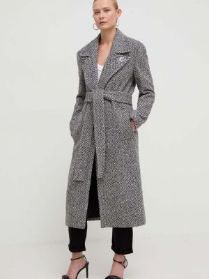 Czarny płaszcz wełniany Karl Lagerfeld