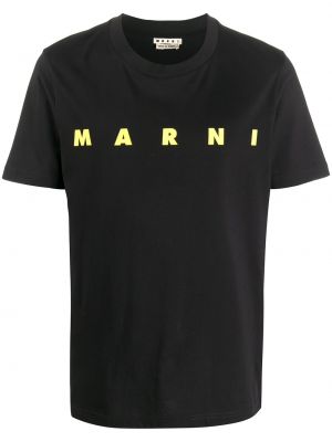 Тениска с принт Marni черно