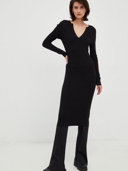 Calvin Klein ruha gyapjú keverékből fekete, mini, testhezálló