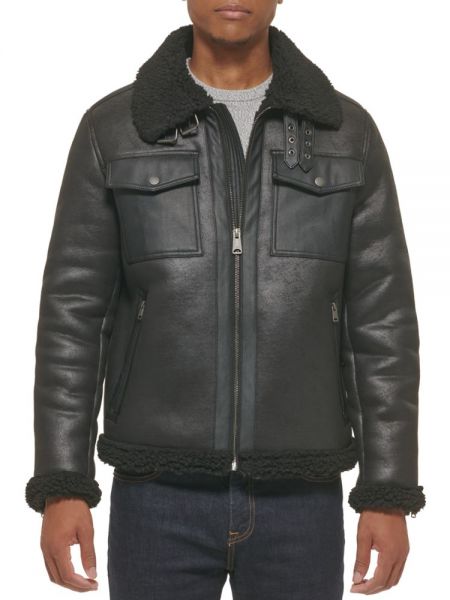 Кожаная куртка из искусственной кожи Tommy Hilfiger черная