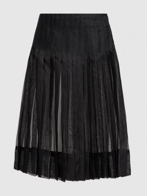 Плиссированная прозрачная шелковая юбка Khaite черная