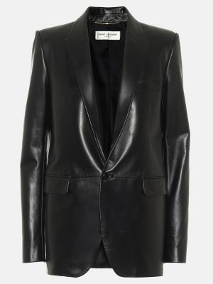 Кожаный пиджак Saint Laurent черный