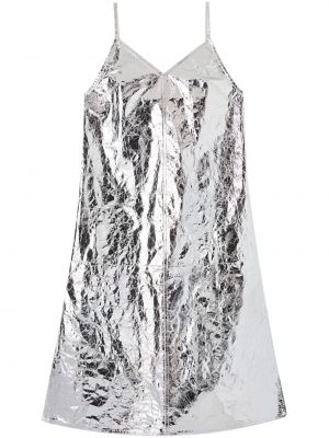 Sukienka koktajlowa skórzana z nadrukiem Jil Sander srebrna