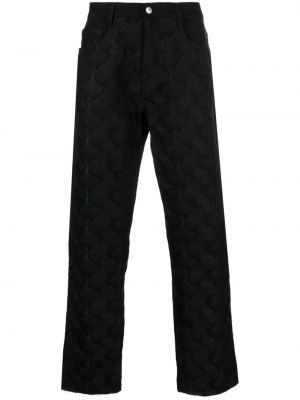 Tylové straight fit džíny s výšivkou 3paradis černé