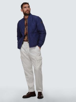 Pikowana kurtka bomber bawełniana Polo Ralph Lauren niebieska