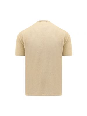 Camisa de lino de cuello redondo Roberto Collina beige