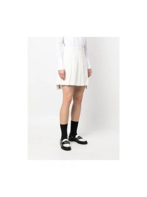 Mini spódniczka w paski plisowana Thom Browne biała