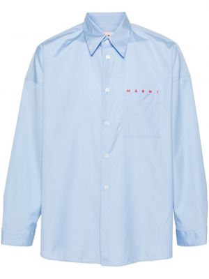 Памучна риза с принт Marni синьо