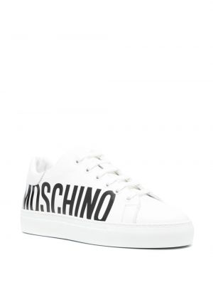Leder sneaker mit print Moschino