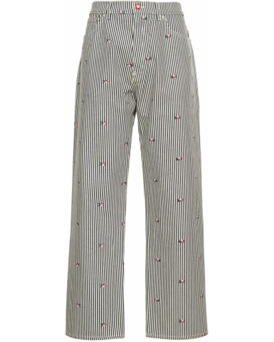Jeans en coton à rayures large Kenzo Paris gris