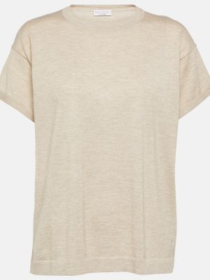T-shirt di seta di cachemire Brunello Cucinelli marrone