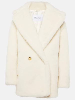 Jedwabna kurtka wełniana z alpaki Max Mara biała