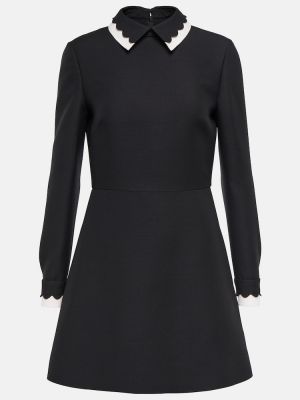 Mini robe en laine en soie en crêpe Valentino noir