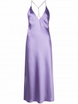 Коктейлна рокля с v-образно деколте Blanca Vita виолетово