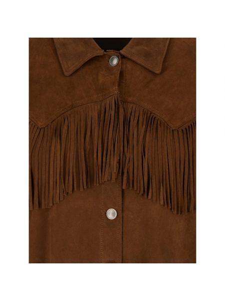 Camisa con flecos clásica Plain Units marrón