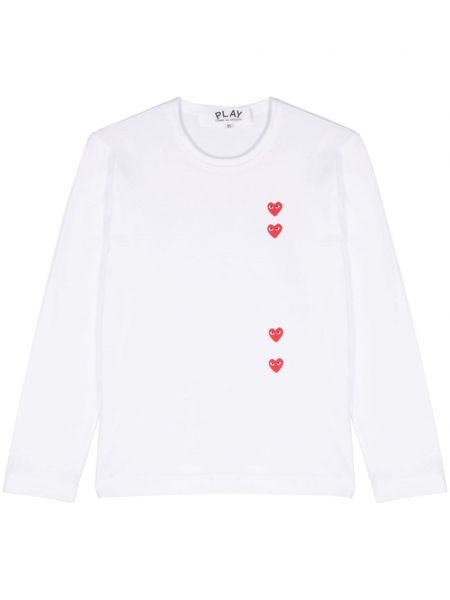 Bavlněné tričko s potiskem se srdcovým vzorem Comme Des Garçons Play bílé