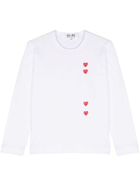 Tricou din bumbac cu imagine cu motiv cu inimi Comme Des Garcons Play alb