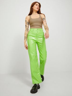 Pantalones rectos de cuero Jack & Jones verde