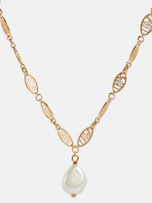 Čipkovaný náhrdelník s perlami Chloã© strieborná