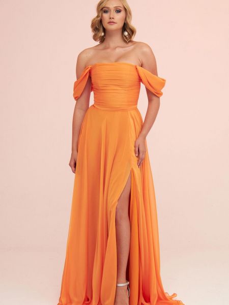 Šifonové večerní šaty Carmen oranžové