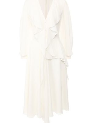 Шелковое платье Alexander Mcqueen белое