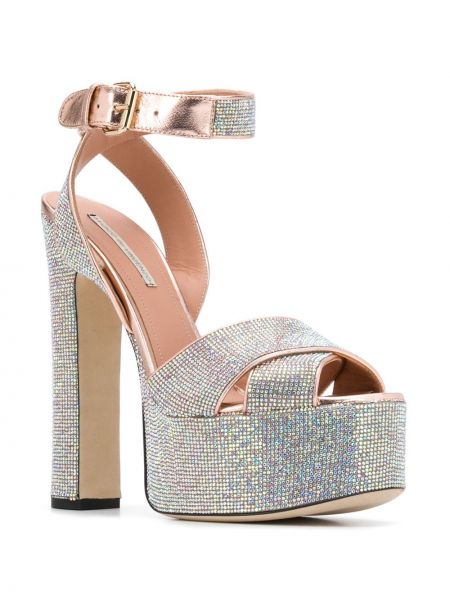 Plateau sandale mit kristallen Marco De Vincenzo pink