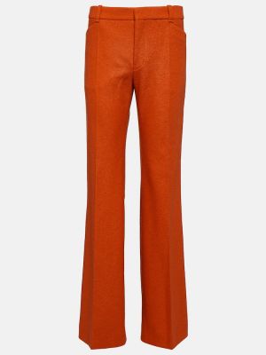 Kašmírové vlněné rovné kalhoty jersey Chloé oranžové