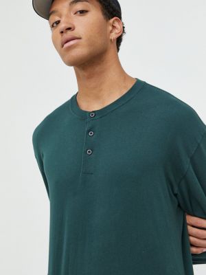 Bavlněné tričko s dlouhým rukávem s dlouhými rukávy Abercrombie & Fitch zelené