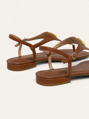 Sandały skórzane casual Lauren Ralph Lauren brązowe