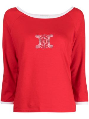 Kokvilnas t-krekls ar apdruku Céline Pre-owned sarkans