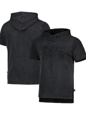 Пуловер с капюшоном с коротким рукавом Mitchell & Ness черный