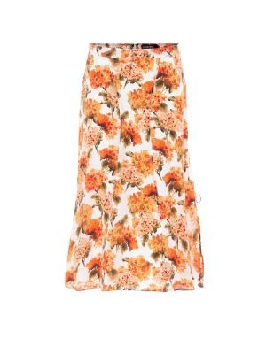 Květinové hedvábné midi sukně s vysokým pasem Altuzarra oranžové