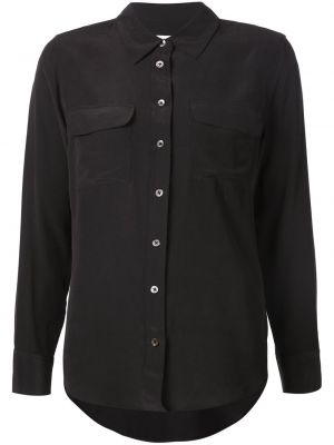Slim fit svilena srajca Equipment črna