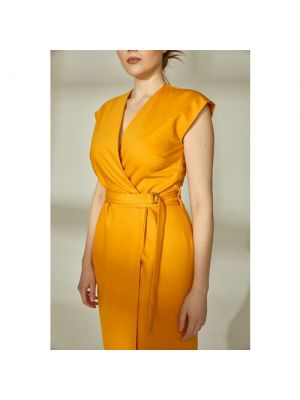 Платье с запахом Olga Skazkina, повседневное, полуприлегающее, миди, 42 оранжевый