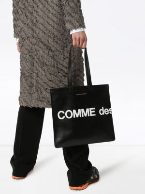Leder shopper handtasche mit print Comme Des Garçons Wallet