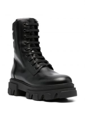 Krajkové kožené šněrovací kotníkové boty Giaborghini černé