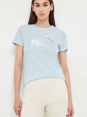 Памучна тениска Puma синьо